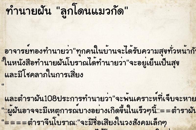 ทำนายฝัน ลูกโดนแมวกัด