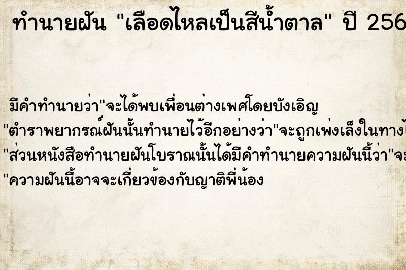 ทำนายฝันเลือดไหลเป็นสีน้ำตาล ทำนายฝันทำนายฝันเลือดไหลเป็นสีน้ำตาล