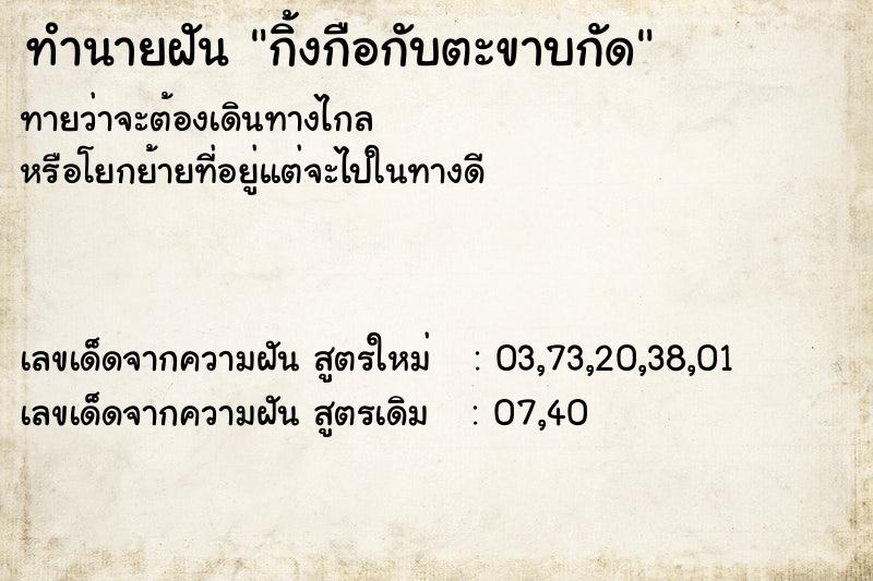 ทำนายฝันทำนายฝันกิ้งกือกับตะขาบกัด