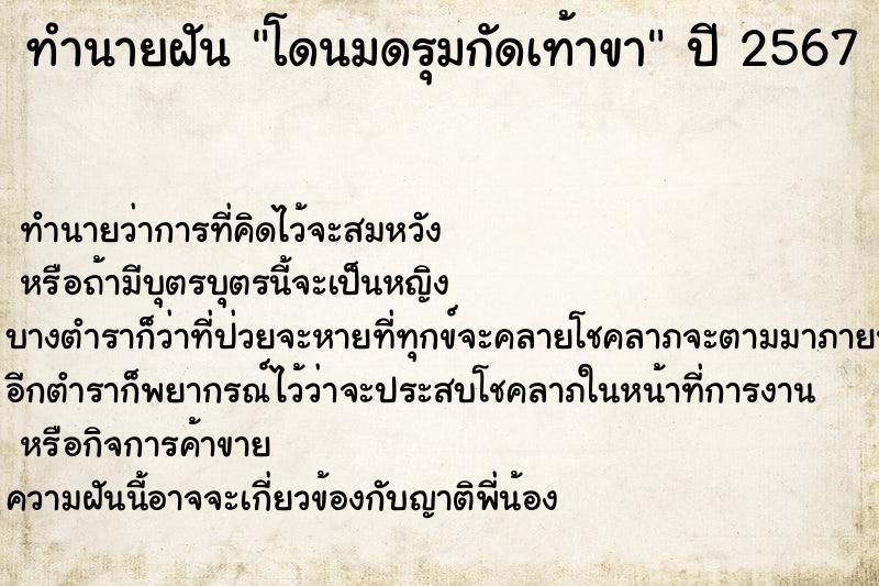 ทำนายฝัน โดนมดรุมกัดเท้าขา ทำนายฝัน โดนมดรุมกัดเท้าขา