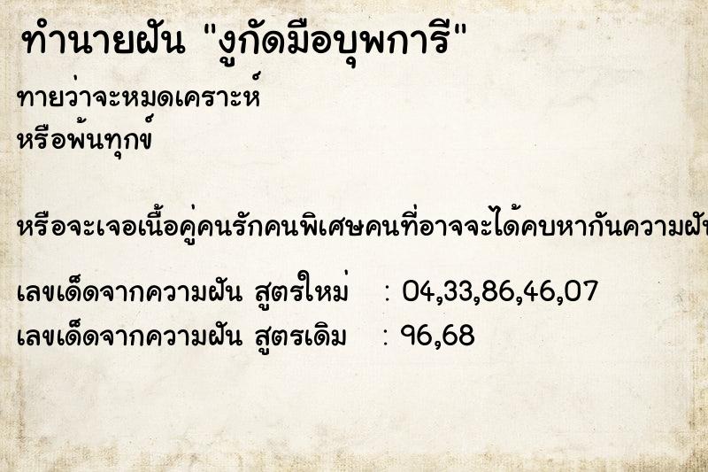 ทำนายฝันทำนายฝันงูกัดมือบุพการี