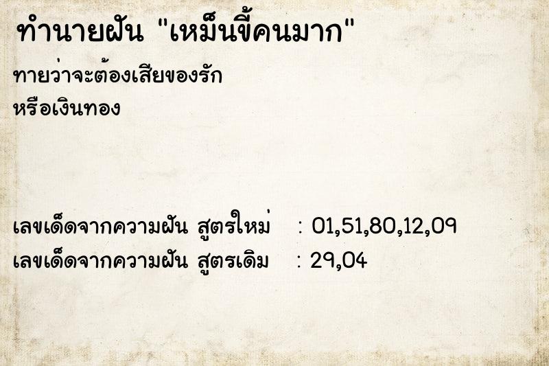 ทำนายฝันเหม็นขี้คนมาก ทำนายฝันทำนายฝันเหม็นขี้คนมาก