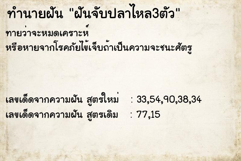 ทำนายฝัน ฝันจับปลาไหล3ตัว