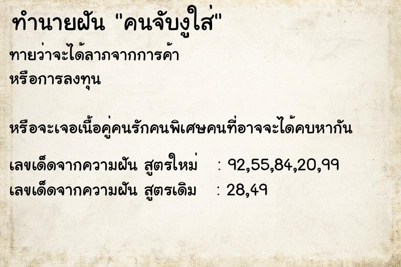 ทำนายฝันทำนายฝันคนจับงูใส่