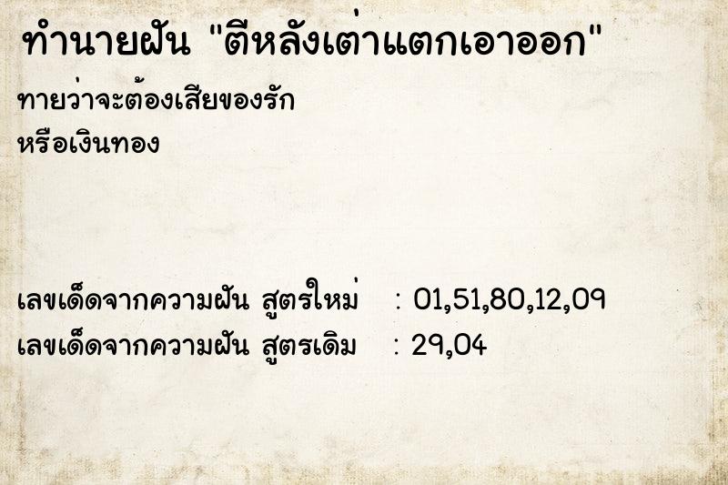 ทำนายฝันทำนายฝันตีหลังเต่าแตกเอาออก