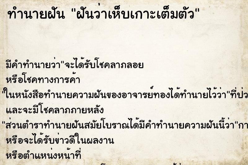 ทำนายฝัน ฝันว่าเห็บเกาะเต็มตัว ทำนายฝัน ฝันว่าเห็บเกาะเต็มตัว