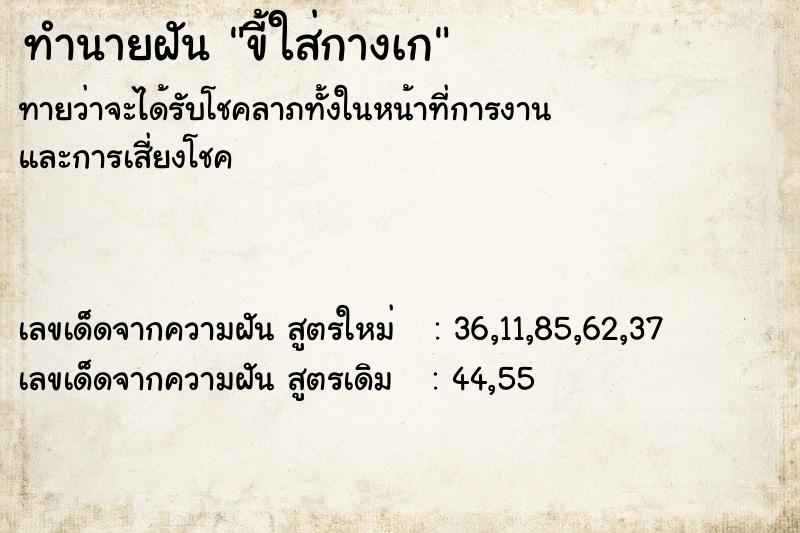 ทำนายฝันทำนายฝันขี้ใส่กางเก