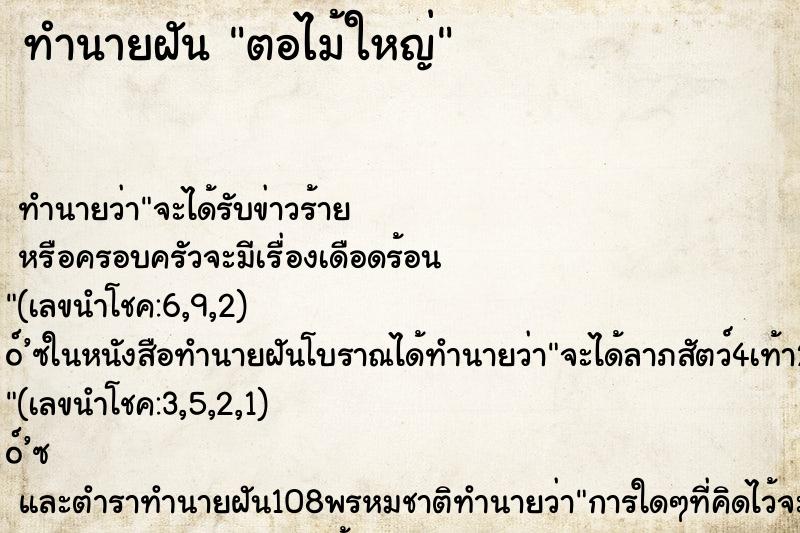 ทำนายฝัน ตอไม้ใหญ่