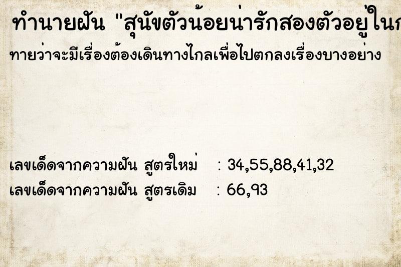 ทำนายฝันทำนายฝันสุนัขตัวน้อยน่ารักสองตัวอยู่ในกรง