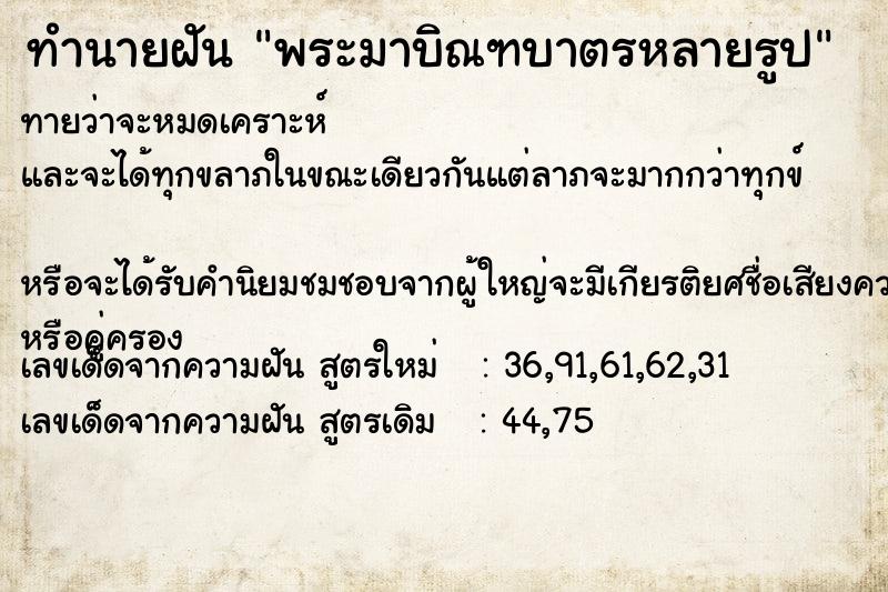 ทำนายฝันทำนายฝันพระมาบิณฑบาตรหลายรูป