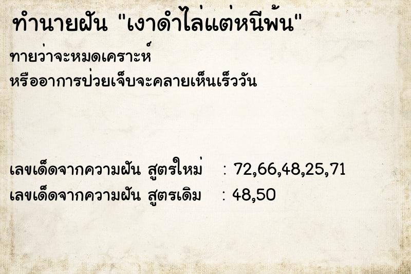 ทำนายฝันเงาดำไล่แต่หนีพ้น ทำนายฝันทำนายฝันเงาดำไล่แต่หนีพ้น