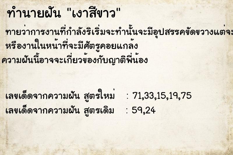 ทำนายฝันเงาสีขาว ทำนายฝันทำนายฝันเงาสีขาว