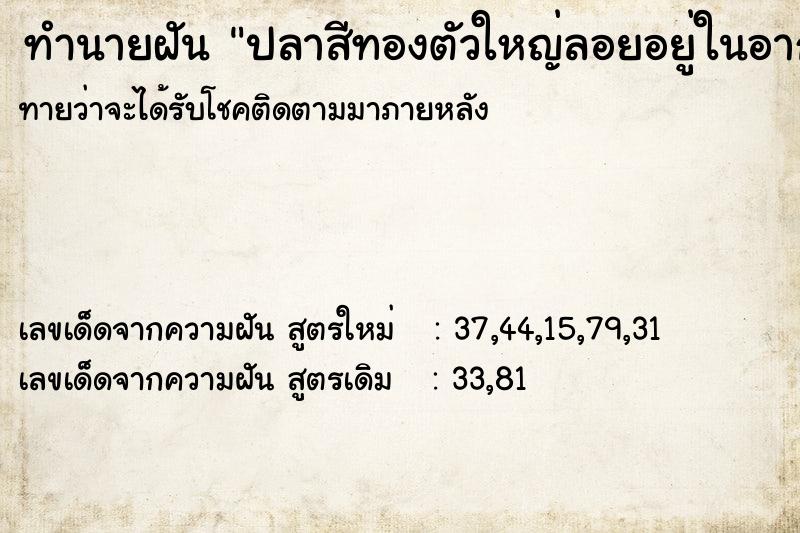 ทำนายฝันปลาสีทองตัวใหญ่ลอยอยู่ในอากาศ ทำนายฝันทำนายฝันปลาสีทองตัวใหญ่ลอยอยู่ในอากาศ