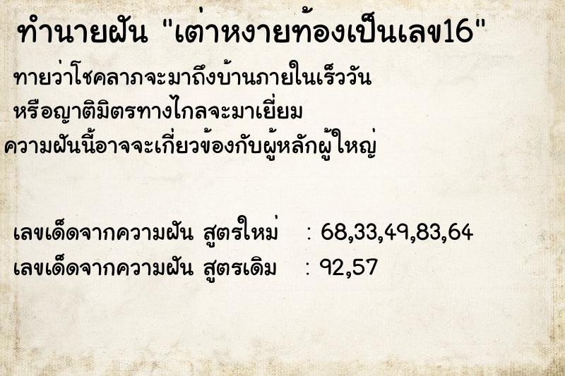 ทำนายฝันทำนายฝันเต่าหงายท้องเป็นเลข16