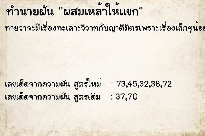 ทำนายฝันทำนายฝันผสมเหล้าให้แขก