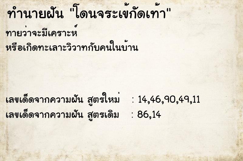 ทำนายฝัน โดนจระเข้กัดเท้า