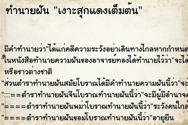 ทำนายฝัน เงาะสุกแดงเต็มต้น ทำนายฝัน เงาะสุกแดงเต็มต้น