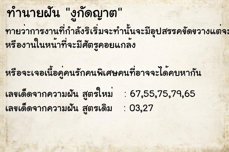 ทำนายฝันงูกัดญาต ทำนายฝันทำนายฝันงูกัดญาต