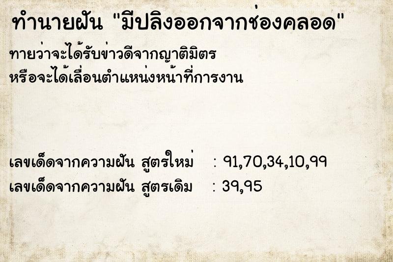 ทำนายฝันทำนายฝันมีปลิงออกจากช่องคลอด