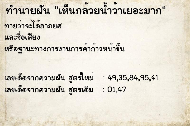 ทำนายฝันเห็นกล้วยน้ำว้าเยอะมาก ทำนายฝันทำนายฝันเห็นกล้วยน้ำว้าเยอะมาก