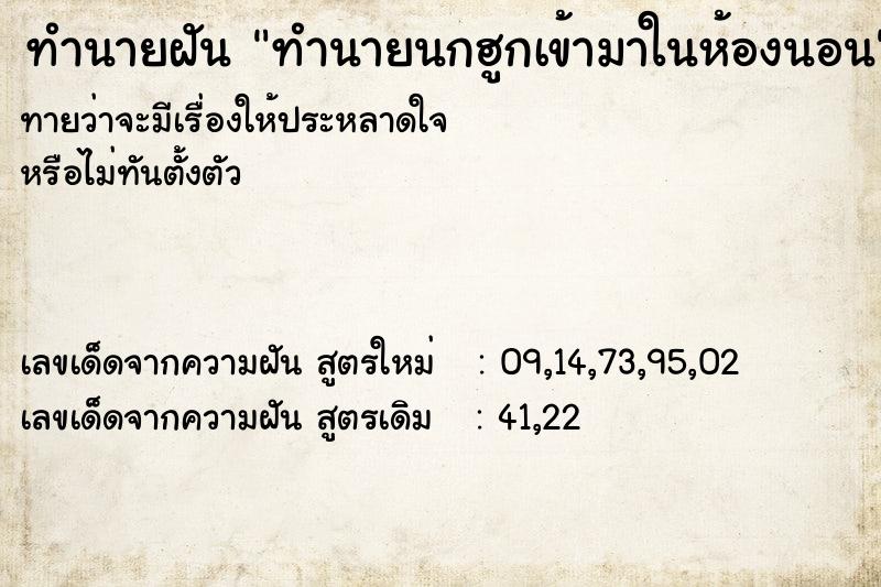 ทำนายฝันทำนายฝันทำนายนกฮูกเข้ามาในห้องนอน