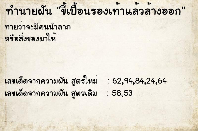 ทำนายฝันขี้เปื้อนรองเท้าแล้วล้างออก ทำนายฝันทำนายฝันขี้เปื้อนรองเท้าแล้วล้างออก