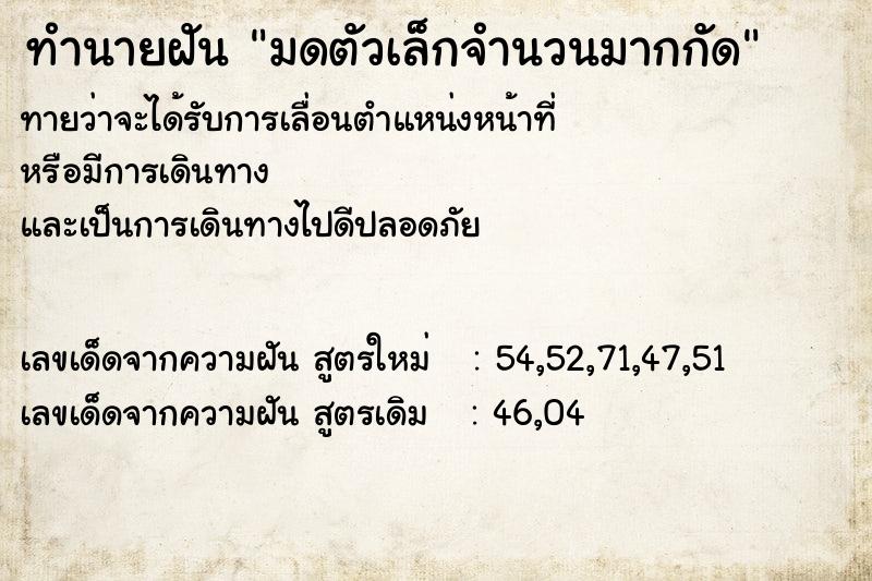 ทำนายฝันทำนายฝันมดตัวเล็กจำนวนมากกัด