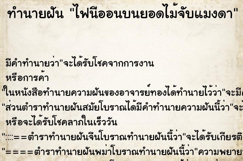 ทำนายฝันทำนายฝันไฟนีออนบนยอดไม้จับแมงดา