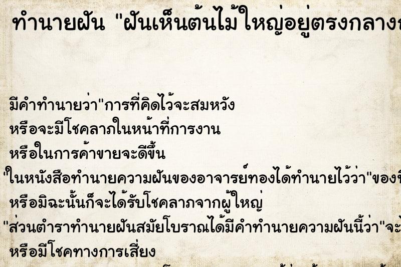 ทำนายฝัน ฝันเห็นต้นไม้ใหญ่อยู่ตรงกลางถนน ตำราโบราณ แม่นที่สุดในโลก