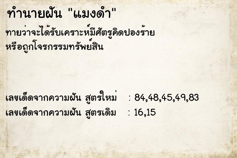 ทำนายฝันทำนายฝันแมงดำ