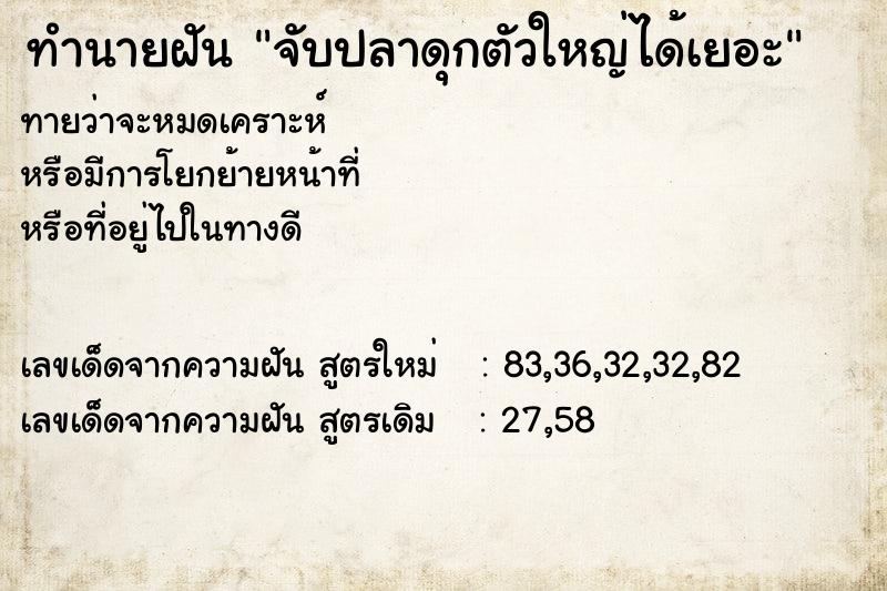 ทำนายฝันทำนายฝันจับปลาดุกตัวใหญ่ได้เยอะ