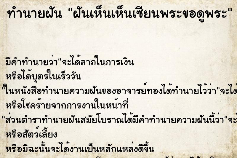 ทำนายฝัน ฝันเห็นเห็นเซียนพระขอดูพระ ทำนายฝัน ฝันเห็นเห็นเซียนพระขอดูพระ