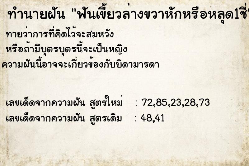 ทำนายฝันฟันเขี้ยวล่างขวาหักหรือหลุด1ซี่ ทำนายฝันทำนายฝันฟันเขี้ยวล่างขวาหักหรือหลุด1ซี่