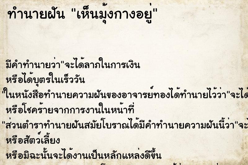 ทำนายฝัน เห็นมุ้งกางอยู่ ทำนายฝัน เห็นมุ้งกางอยู่