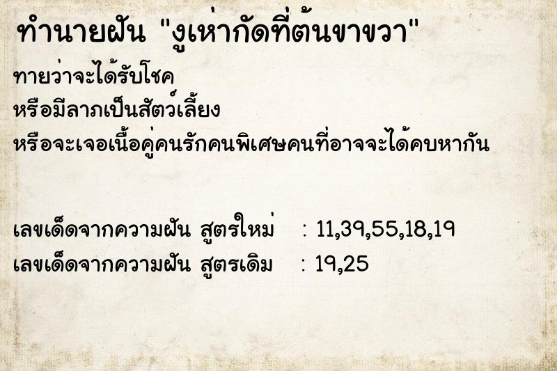 ทำนายฝันทำนายฝันงูเห่ากัดที่ต้นขาขวา