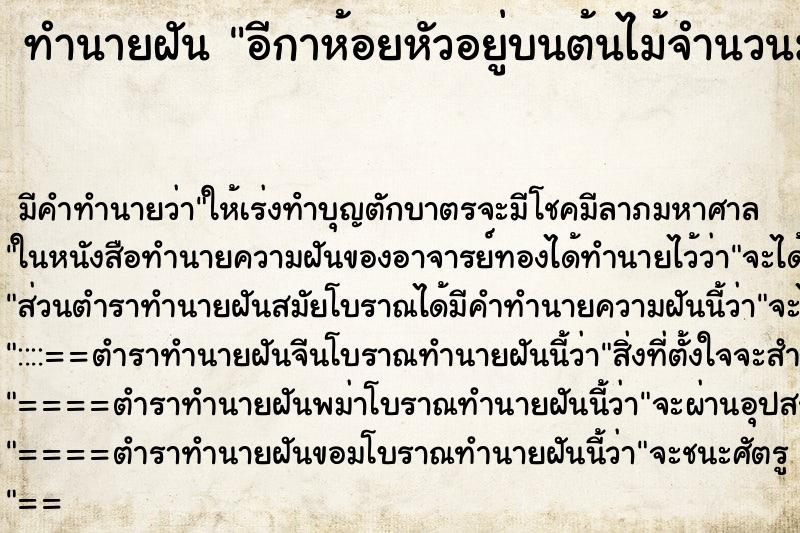 ทำนายฝันอีกาห้อยหัวอยู่บนต้นไม้จำนวนมาก ทำนายฝันทำนายฝันอีกาห้อยหัวอยู่บนต้นไม้จำนวนมาก