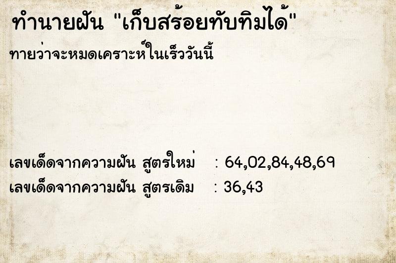 ทำนายฝันเก็บสร้อยทับทิมได้ ทำนายฝันทำนายฝันเก็บสร้อยทับทิมได้