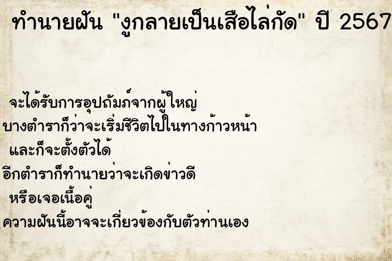 ทำนายฝันทำนายฝันงูกลายเป็นเสือไล่กัด