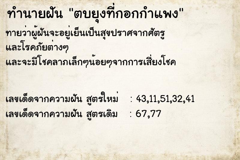 ทำนายฝันทำนายฝันตบยุงที่กอกกำแพง