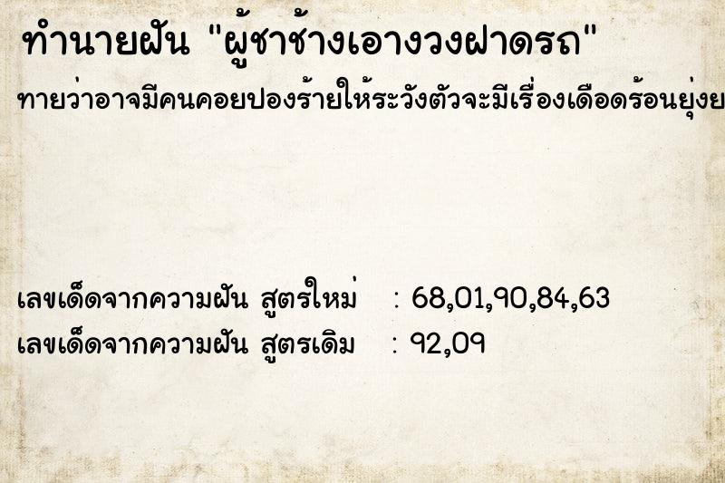 ทำนายฝันทำนายฝันผู้ชาช้างเอางวงฝาดรถ