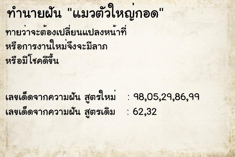 ทำนายฝันแมวตัวใหญ่กอด ทำนายฝันทำนายฝันแมวตัวใหญ่กอด