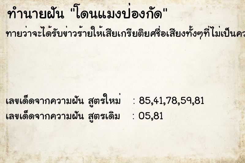 ทำนายฝันโดนแมงป่องกัด ทำนายฝันทำนายฝันโดนแมงป่องกัด