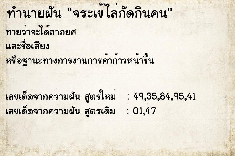 ทำนายฝันทำนายฝันจระเข้ไล่กัดกินคน