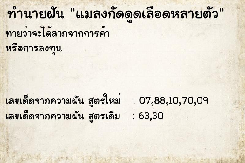 ทำนายฝันทำนายฝันแมลงกัดดูดเลือดหลายตัว