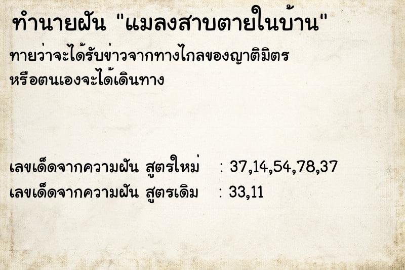 ทำนายฝันทำนายฝันแมลงสาบตายในบ้าน