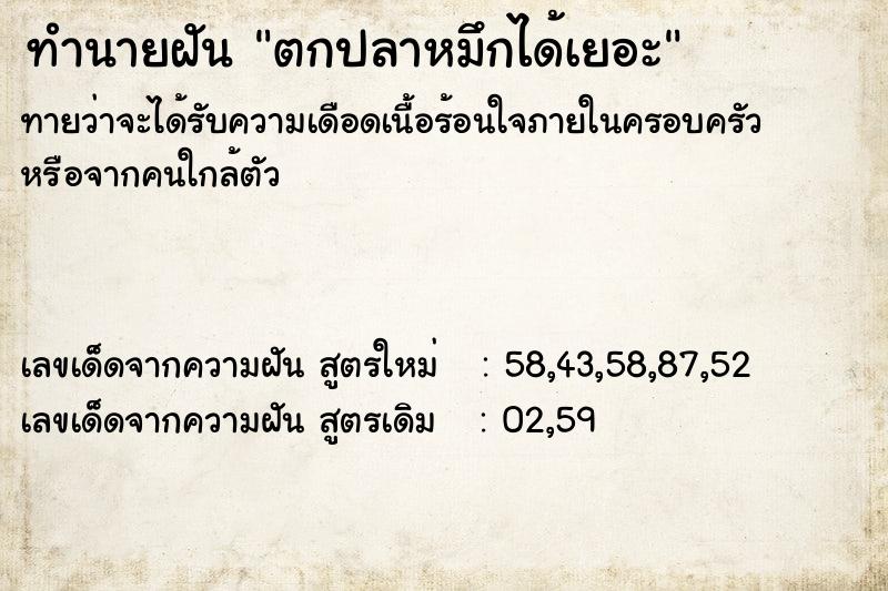 ทำนายฝันทำนายฝันตกปลาหมึกได้เยอะ