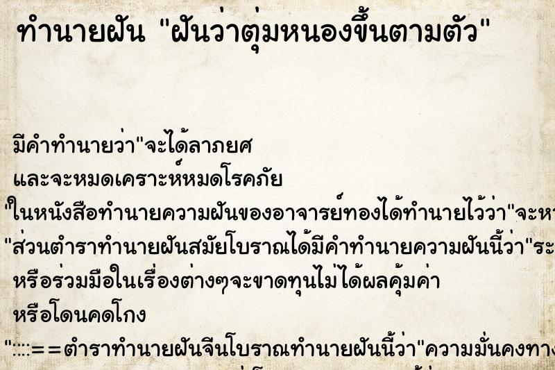 ทำนายฝัน ฝันว่าตุ่มหนองขึ้นตามตัว ทำนายฝัน ฝันว่าตุ่มหนองขึ้นตามตัว