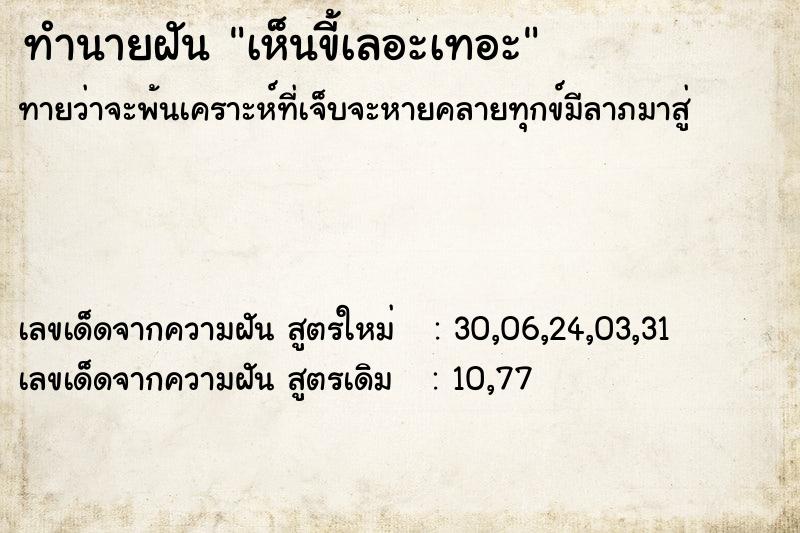ทำนายฝันทำนายฝันเห็นขี้เลอะเทอะ