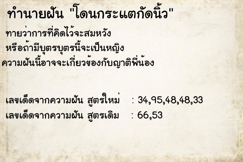 ทำนายฝัน โดนกระแตกัดนิ้ว ทำนายฝัน โดนกระแตกัดนิ้ว