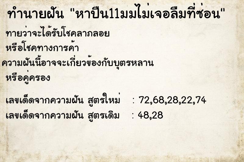 ทำนายฝันทำนายฝันหาปืน11มมไม่เจอลืมที่ซ่อน